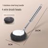 Long Handle Stainless Steel Pot Brush with Non-Shedding Steel Wool