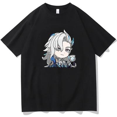 Tričko Genshin Impact Ženy Oblečení Móda Harajuku Legrační Kawaii Neuvillette Potisk Tričko s krátkým rukávem Anime Oblečení Topy