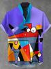 Summer Men's Breathable Linen Shirt Street Fashion Stand up Collar 3D Printing Hawaiian Beach Theme Creative Design