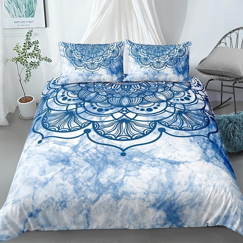 Mandala Duvet Cover Set King Tie Dye Paisley Quilt Cover Purple Boho Hippie Trippy Floral Exotic Style Bedding Set