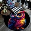 Owl Artwork Round Area Rug,Carpet Rug for Living Room Bedroom Sofa Playroom Decor,Non-slip Floor Mat