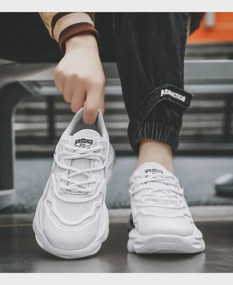 Men's Versatile Lightweight Height-Boosting Dad Shoes - Trendy, Breathable, Thick-Soled Casual Running Sneakers for Spring.