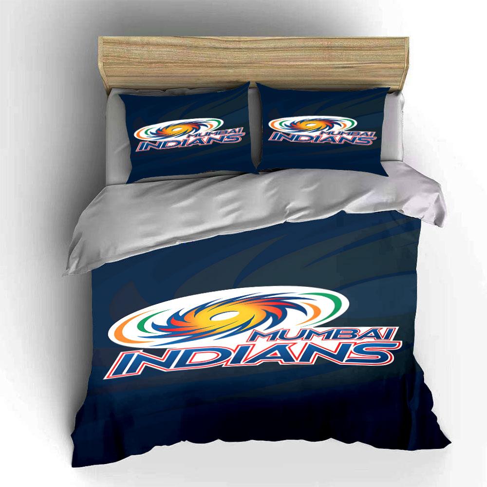 Mumbai Indians Logo Design Print Bedding Set Duvet Cover Pillowcases (1* Duvet Cover 2* Pillowcases Do Not Include Comforter)