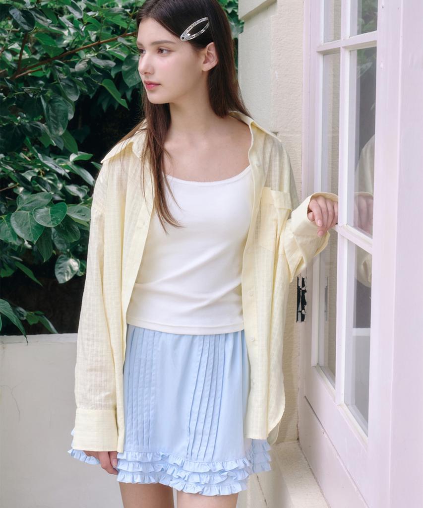 Alkialka Pintuck Frill Skirt (Blue)