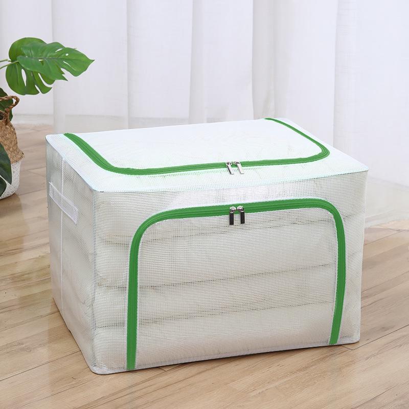 Steel Frame Waterproof Clothes Storage Box - Large Transparent Moisture-Proof Organizer for Quilts