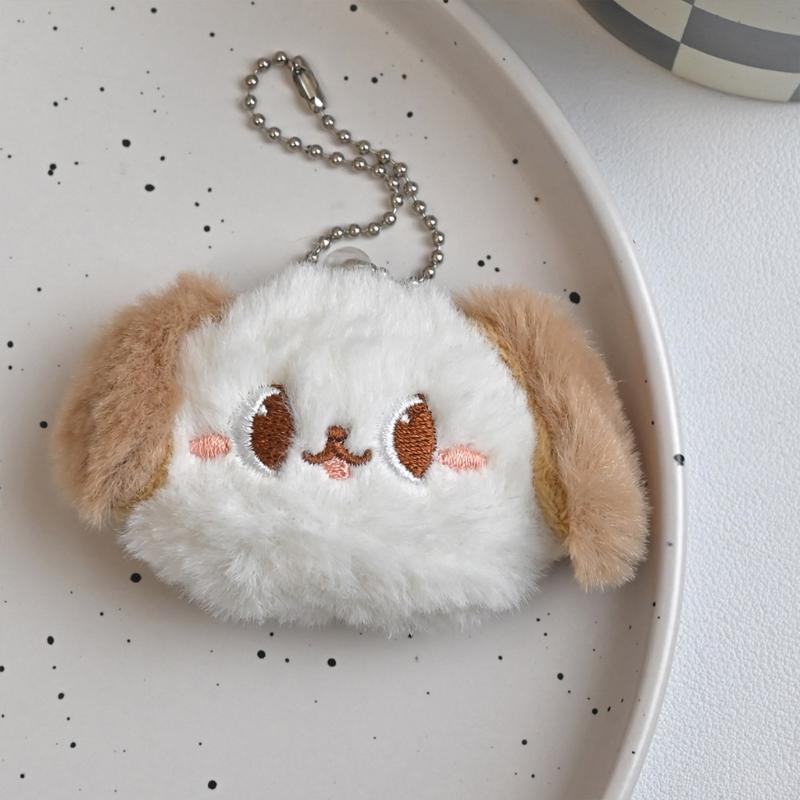 Plush Dog Keyring Charm with Chain, Car Key Holder Handbag Charm Keychain Accessories for Kid Girl Women