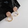 Trendy Round Khaki Dangle Earrings With Sturdy Alloy Construction Alloy Geometric Jewelry For Versatile Styling