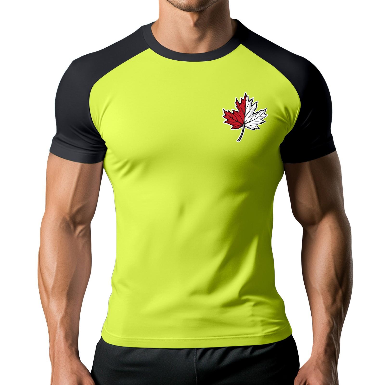 Мужская модная спортивная футболка с коротким рукавом и принтом контрастного цвета XL жёлтый