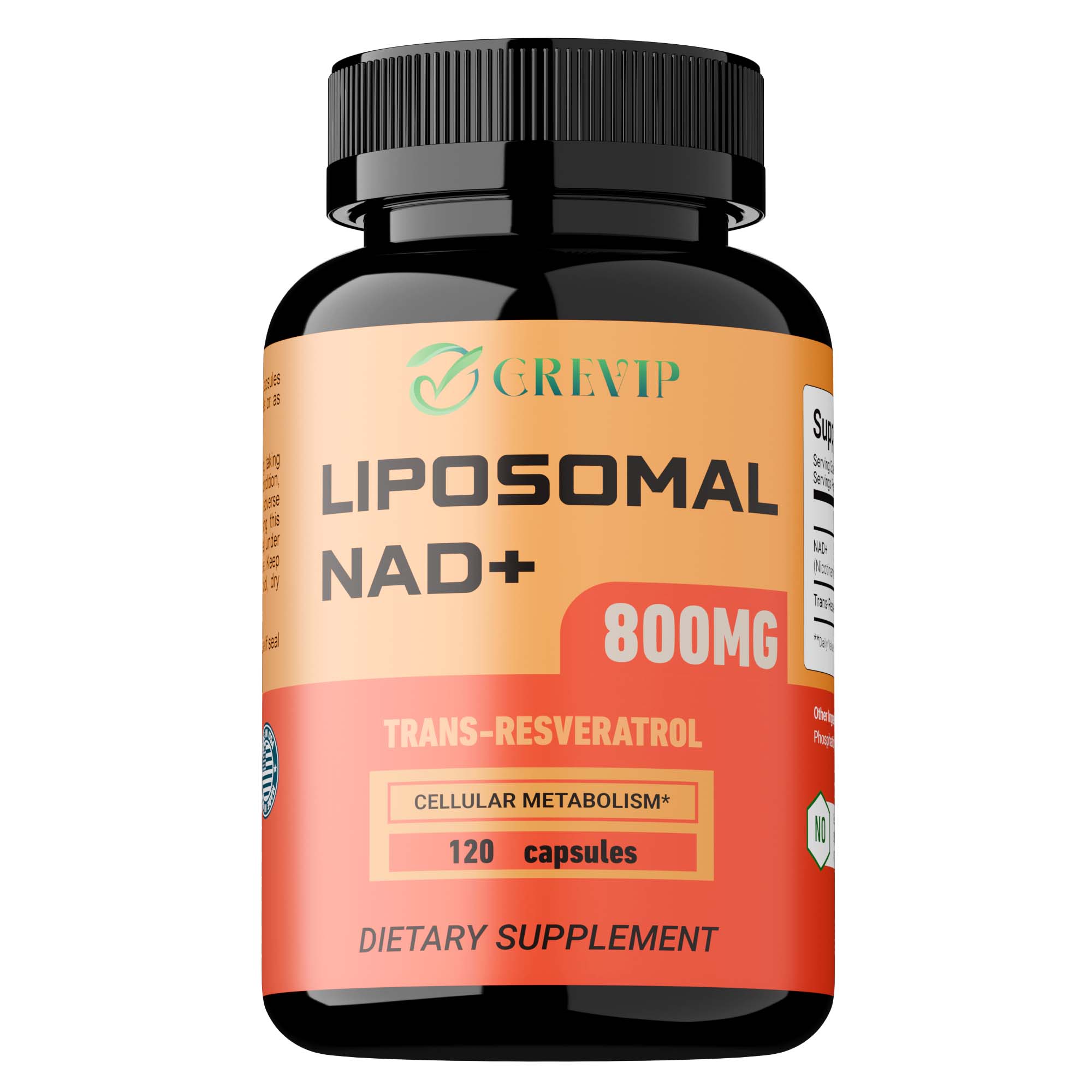 

Liposome NAD+ capsule supplement, containing trans-resveratrol, for maximum absorption, all-natural, suitable for adults. 120*1