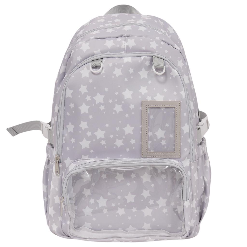 Schultasche transparent dekorativ Schmerzbeutel Rucksack Sternenaufdruck Schultasche zweidimensionales Abzeichen Display Mittel- und Oberstufenschüler Schultasche