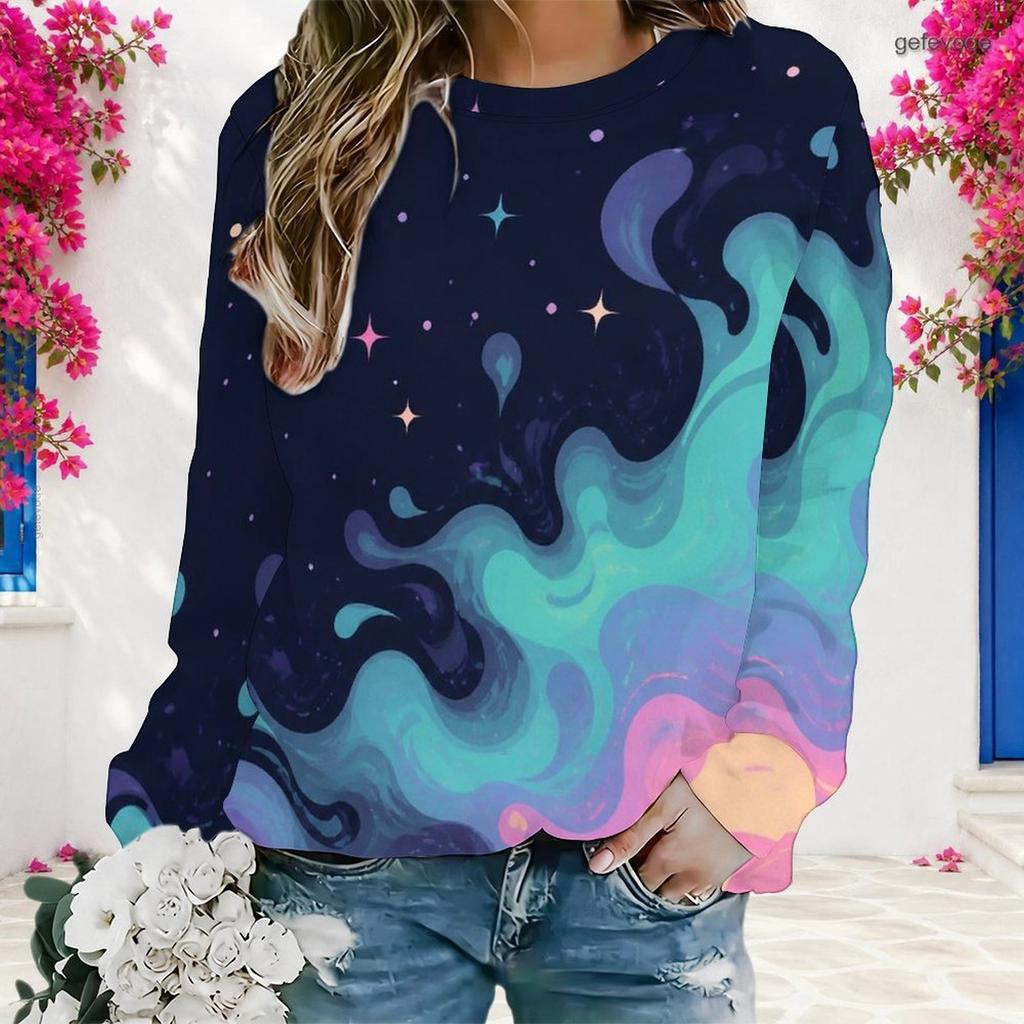 Womens Plus Size Crew Neck Sweatshirt Soft Loose Long Sleeve Casual Leisure Street Daily Pullover