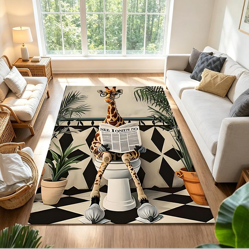 Jungle Giraffe Adventure Non-Slip Home Carpet Design for Office Decor Living Room Bedroom Gift