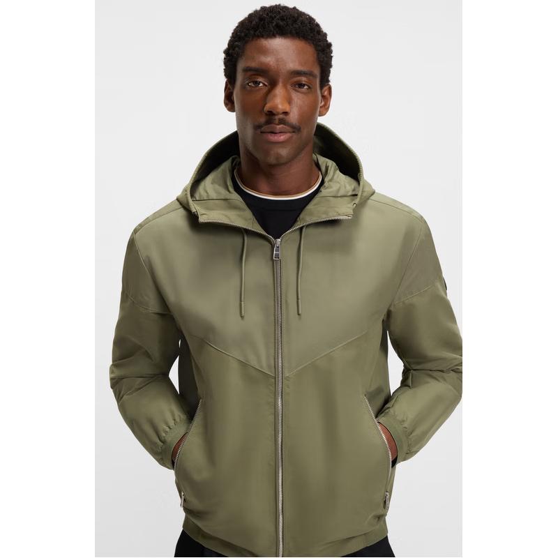 BOSS Men's Washable Poplin Hooded Jacket