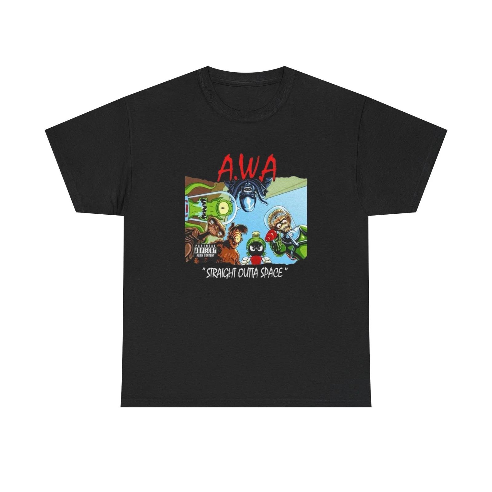 Straight Outta Space Aliens Graphic T Shirt Unisex Heavy Cotton Tee Gift New L