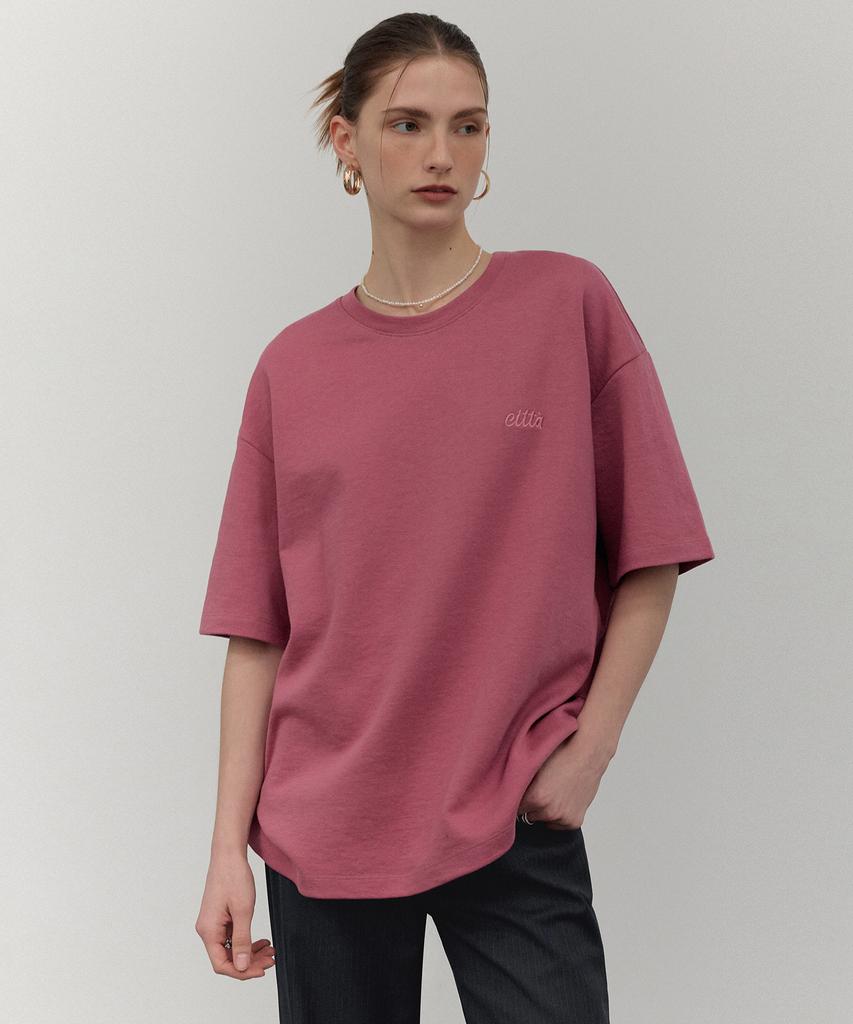 CITTA Signature Logo Stitch Oversized T-Shirt_Ctt357 (Pink)