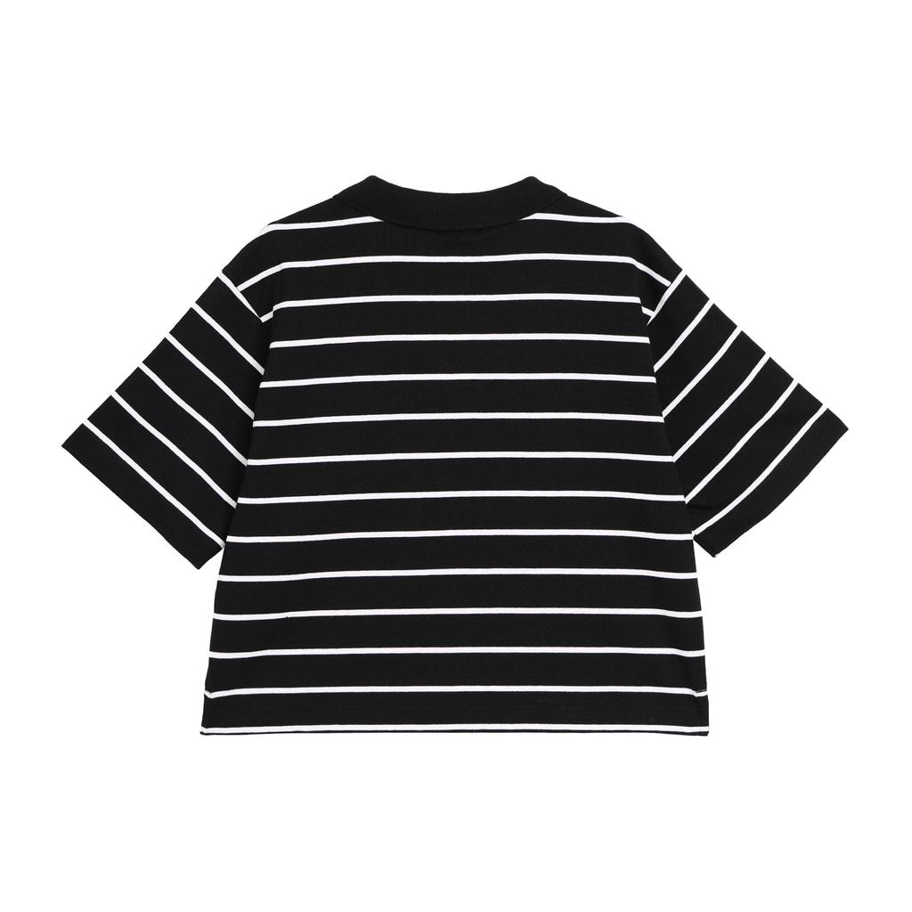 Nike Sportswear Small Logo Embroidered Color Block Striped Comfortable Casual Short Sleeve Polo Shirt Women Polo Shirts Black HM4649-010