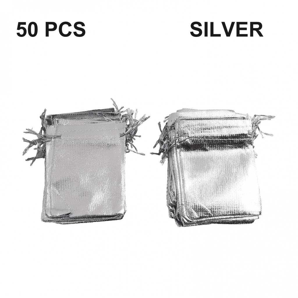 50pcs Gold Silver Organza Bags Star And Moon Drawstring Gifts Halloween Favours