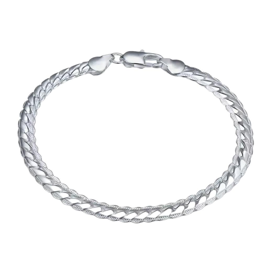5mm Cross Chain Ins Style Personalized Silver-Plated Bracelet - European & American Trending Fashion Accessory