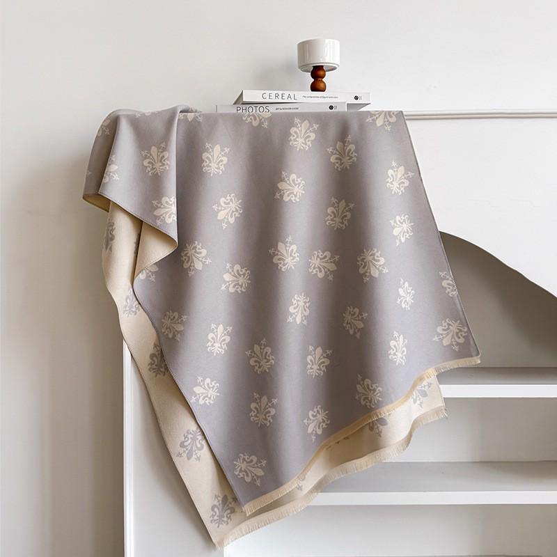 Elegant French Vintage Butterfly Print Faux Cashmere Scarf Women Warm Thick Wrap Shawl Office Winter