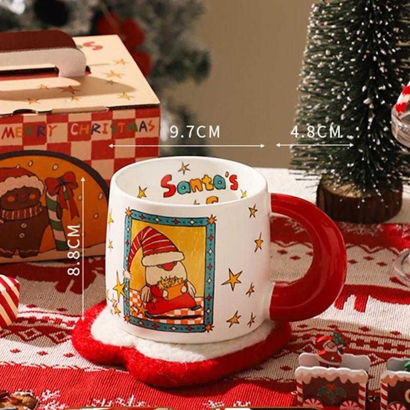 Christmas Gifts Cartoon Ceramic Mugs Vintage Exquisite Couple Coffee Cups Household Breakfast Milk Cup