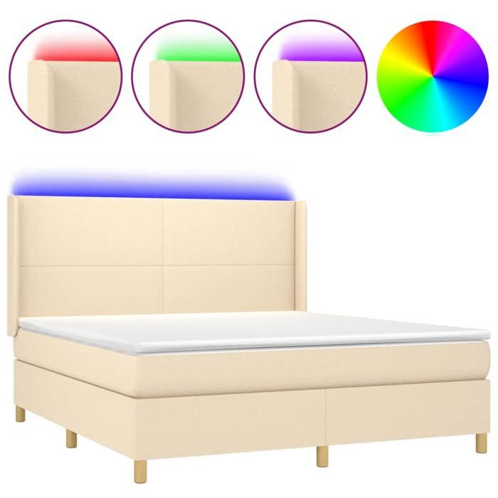 VidaXL Sommier à Lattes de Lit avec Matelas et LED, Lit Rembourré, Lit Double, Lit Adulte de Chambre à Coucher Intérieur, 3138730