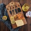 4-Piece Acacia Wood Cheese Board & Stainless Steel Knife Set