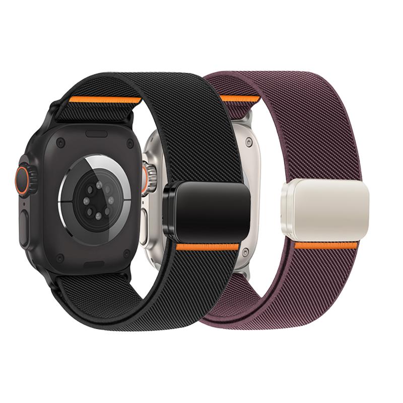 3PCS Magnetic Straps For Apple Watch Ultra 2 Band 49mm 46mm 44mm 45mm 42mm Elastic Nylon Loop Bracelet IWatch Series 10 9 8 7 SE