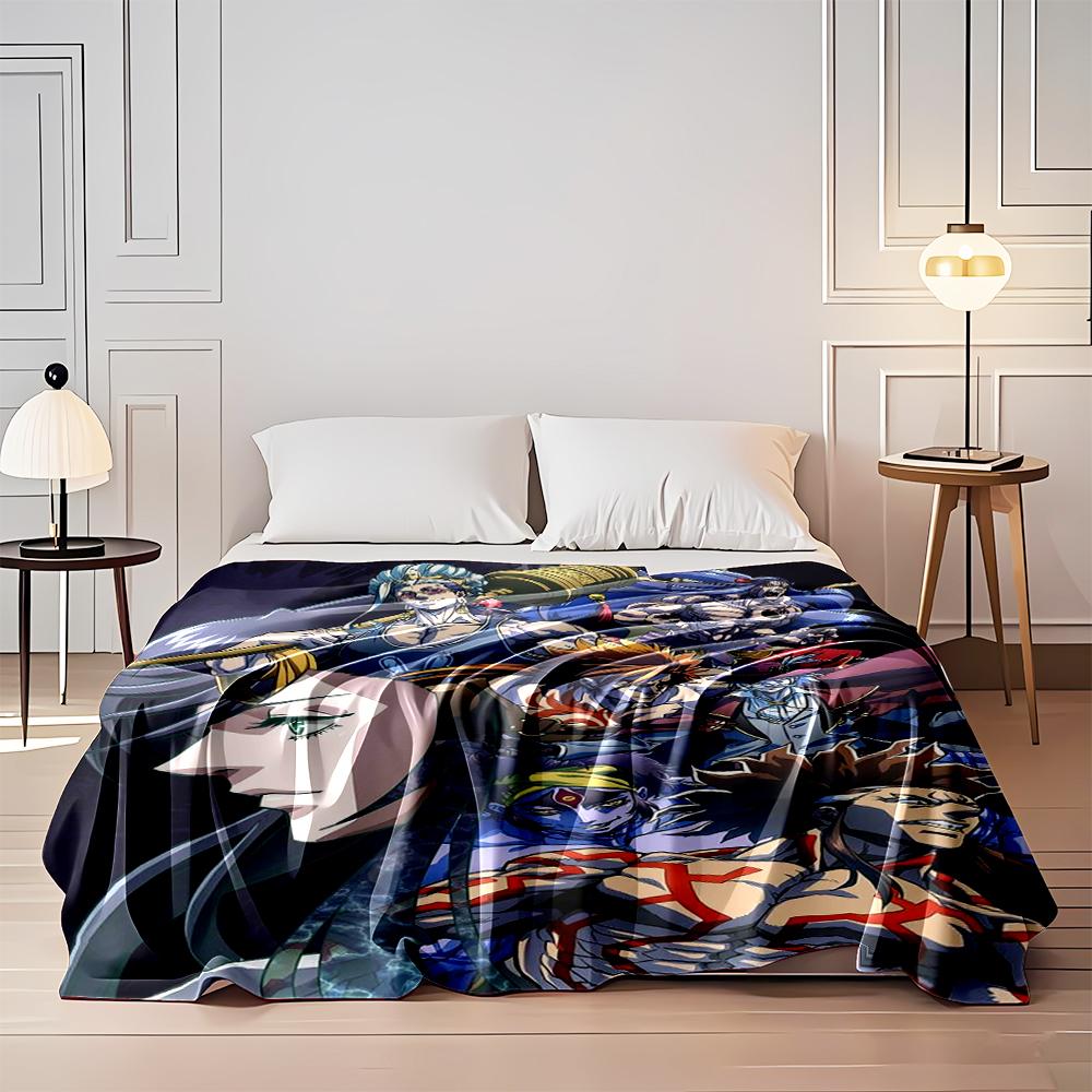Dynamic Anime Characters Collage Design Flannel blanket for bedroom, living room, sofa, and nap sofas.