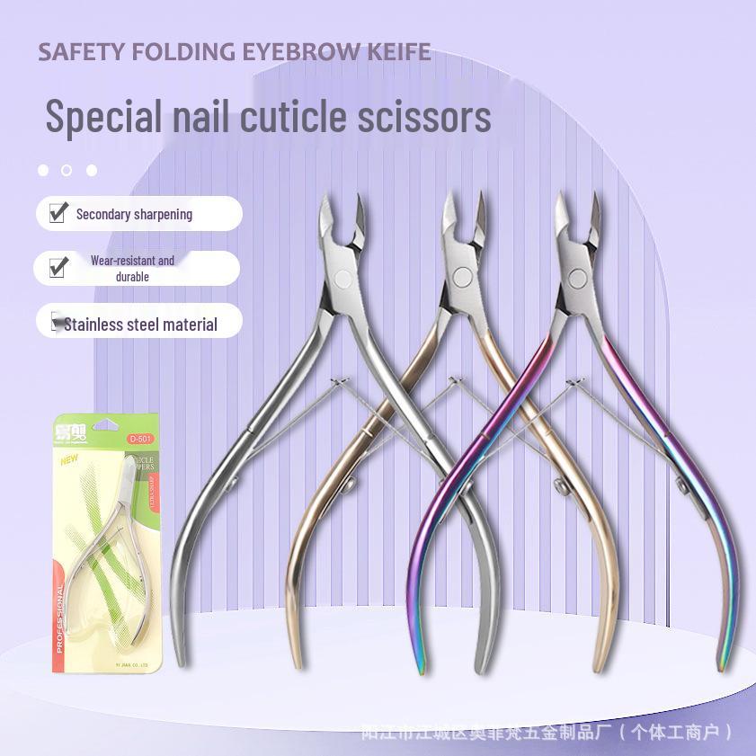 Professional Stainless Steel Cuticle Nipper D501 - Dead Skin and Hangnail Remover for Manicure and Nail Repair