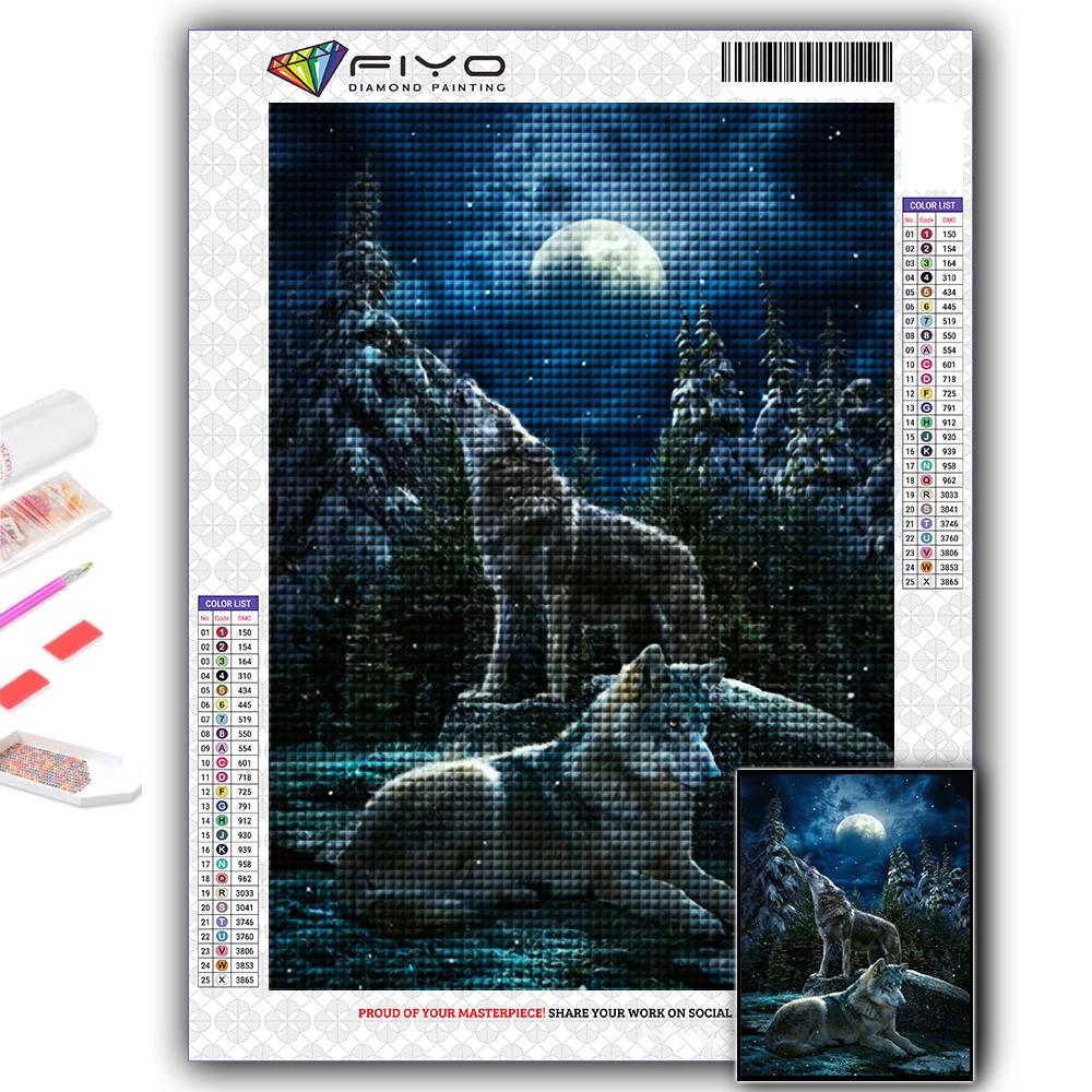 Popular 5D Diy Cross Stitch Animal Wolf Painting Full Drill Cross-Stitch Crafts Kit Wall Sticker Home Decor