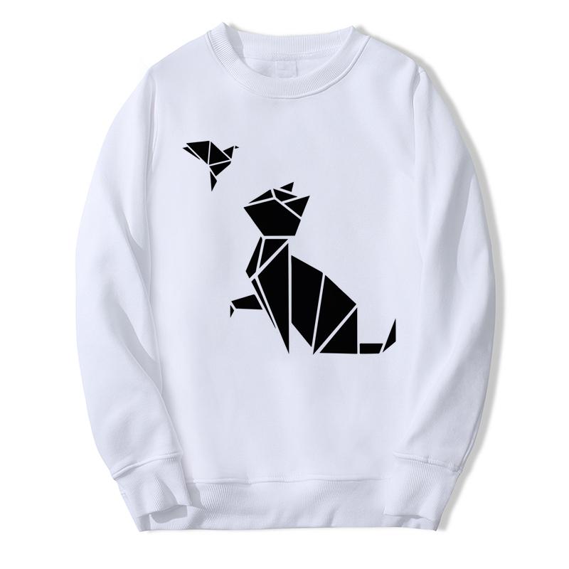 Cumpără Pulover Harajuku Crew Crew Sweatshirt Origami Pisica și 