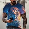Animal Lion 3d Printed Fashion Short Sleeve Top Summer Vintage T-shirt Elastic Oversized Clothing Sweatshirt Fitness T-shirt for