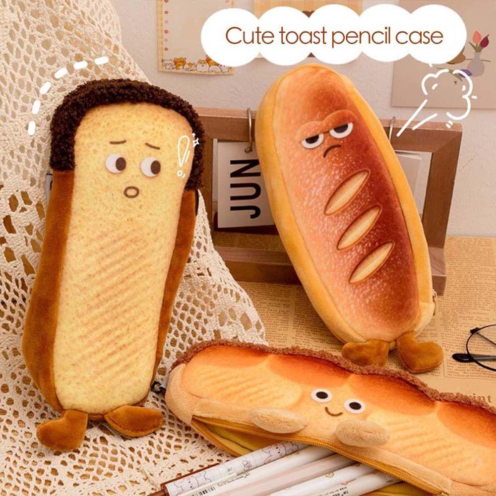 Pen Storage Bag Cartoon Cosmetic Bag Bread Pencil Bag Student Stationery Box Toast Pencil Cases