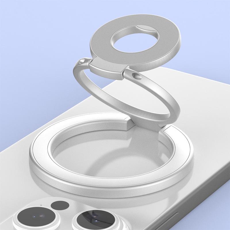 Magnetic Magsafe Phone Holder: Double Ring Stand with Strong Grip for Desktop & Finger Use