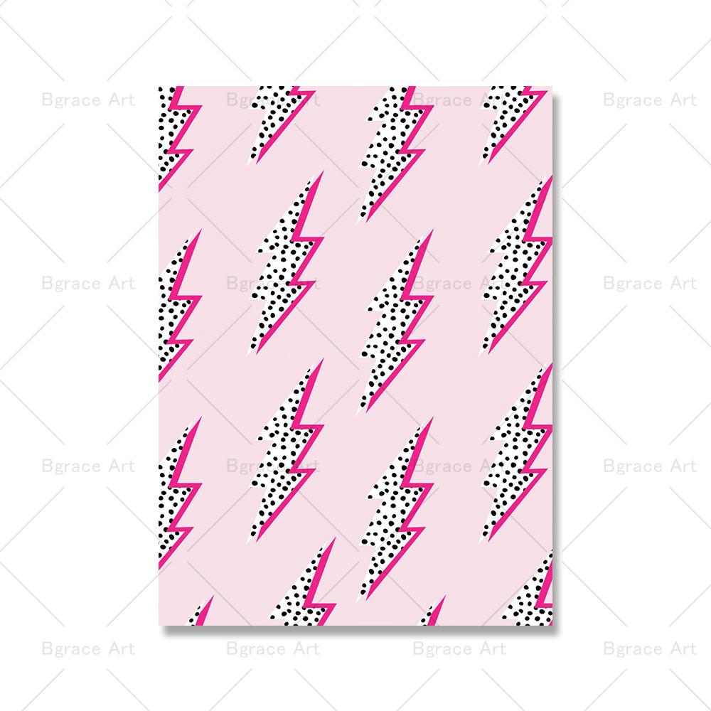 Pink Abstract Graffiti Wall Art Poster Print Picture Cheetah Lightning Lips Dollar Sign Canvas Painting Living Room Home Decor No Frame