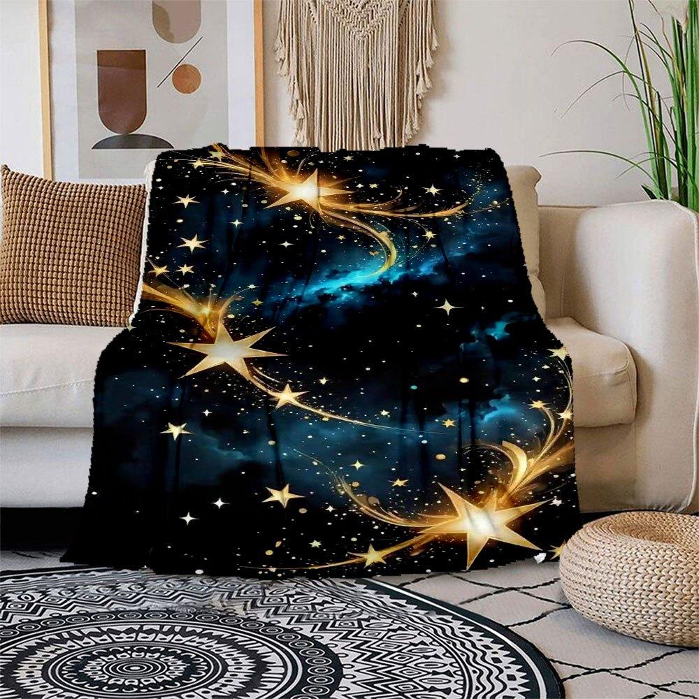 

Golden Starry Sky Wallpaper Phone Case CoverBlanket Flannel Throw Blanket for Sofa, Bed, Travel, Camping, Office, Couch, Chair, And Bed Gift 150x180cm