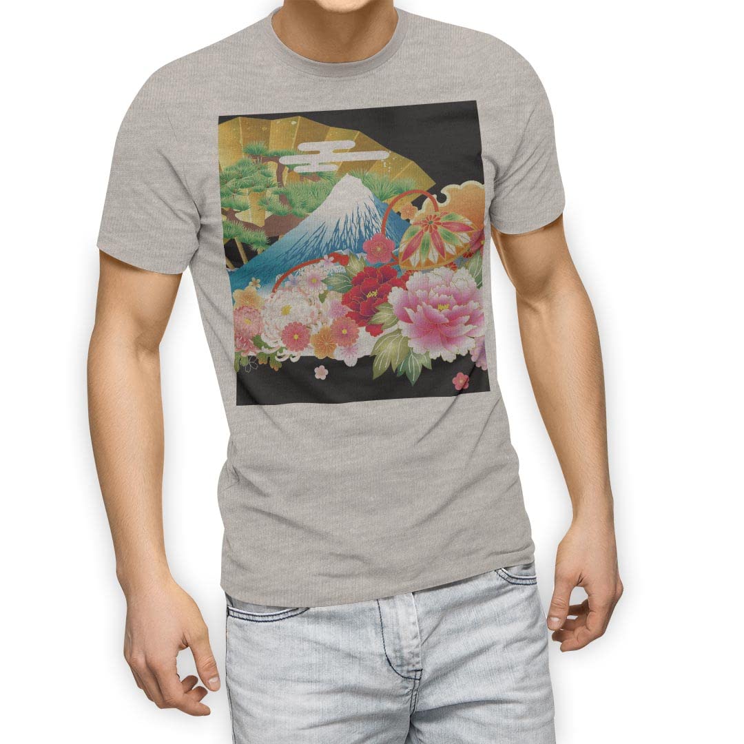 

for 3XL crew white Japanese black [igsticker] T-shirt men, size, printed, stylish, neck, gray, t-shirt, 008607, Japanese/Japanese pattern, style, Mt. серый