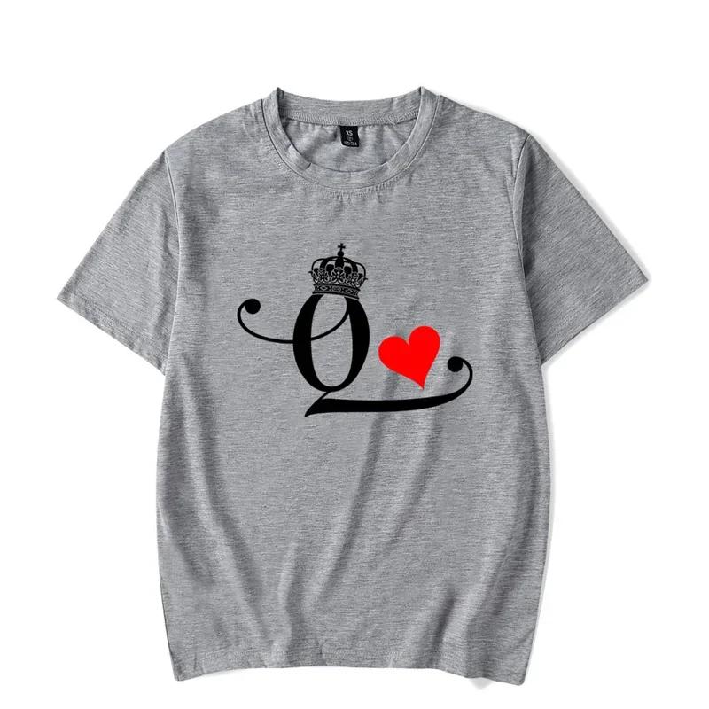 Fashion Letter Print Couple T Shirt For Lovers New Korean Shirt Chic King Queen Heart Graphic T Shirts For Couples