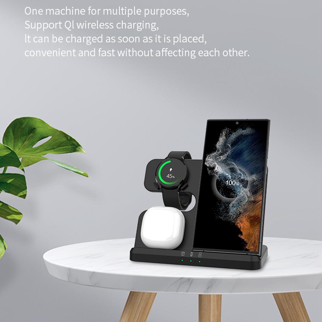 GY-Q10B 3 In 1 Fast Charger Pad Wireless Charging Station for Qi Standard Phone/Samsung Galaxy Watch/Earphone