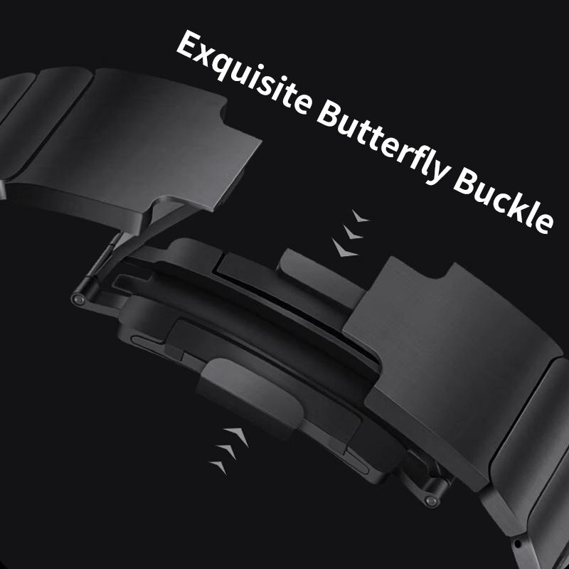 Titanium Color Strap For Apple Watch Series 11 46mm Luxury Metal Band Link Bracelet iWatch Ultra 3 49mm 45mm 44mm 42mm Business Strap 10 9 8 7 6 SE3 5