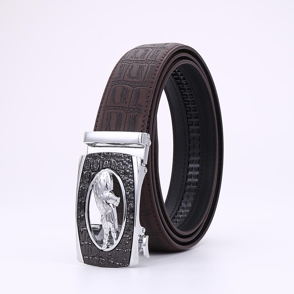 Men s Crocodile Pattern Cowhide Automatic Buckle Belt: Trendy, Fashionable, Business Casual. 120 cm