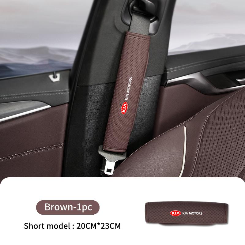 URDV7 Leather Car Logo Seat Belt Cover Shoulder Protective Interior Accessories For KIA Sportage Rio Ceed Niro Soul Stonic Picanto