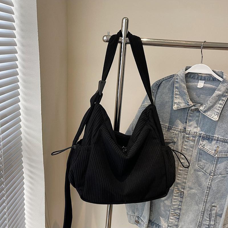 

New Fashion Corduroy Women s Large Capacity Shoulder Crossbody Bag Vintage Solid Color Dumpling Hobo Bag for Travel and Daily AVE 45x15x32cm