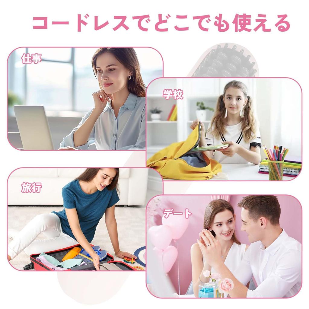 Tanosimi Cordless Hair Iron with Heat Burn 3 Temperature Settings Mini Perfect for Business and Unisex Gift Brush, Prevention, (160/180/200), 6400mAh,