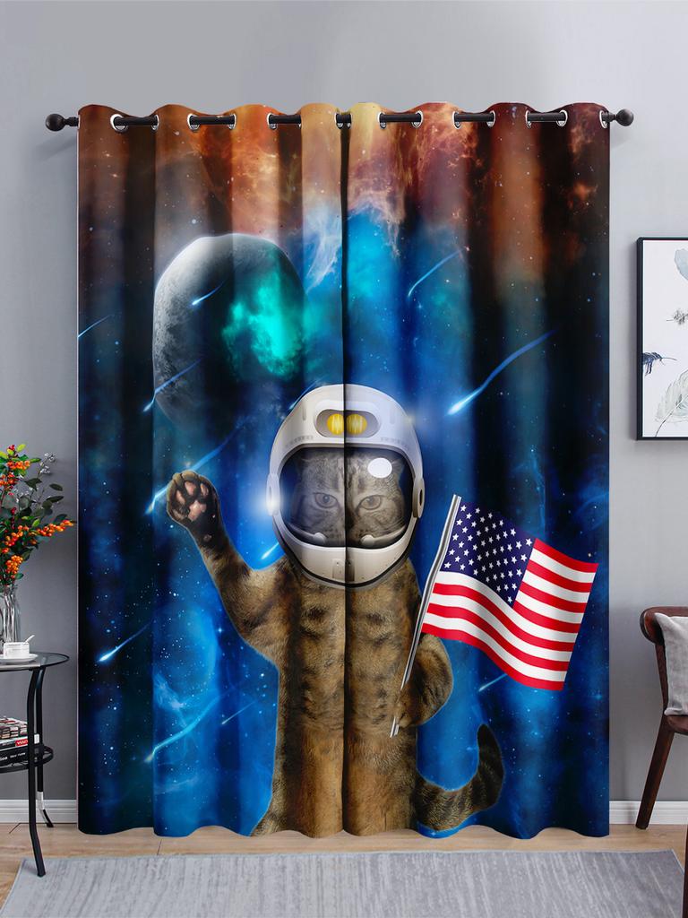 Curtains Cosmic Astronaut Sunshade Bedroom 3D Digital Printing Blackout Curtain No Punching