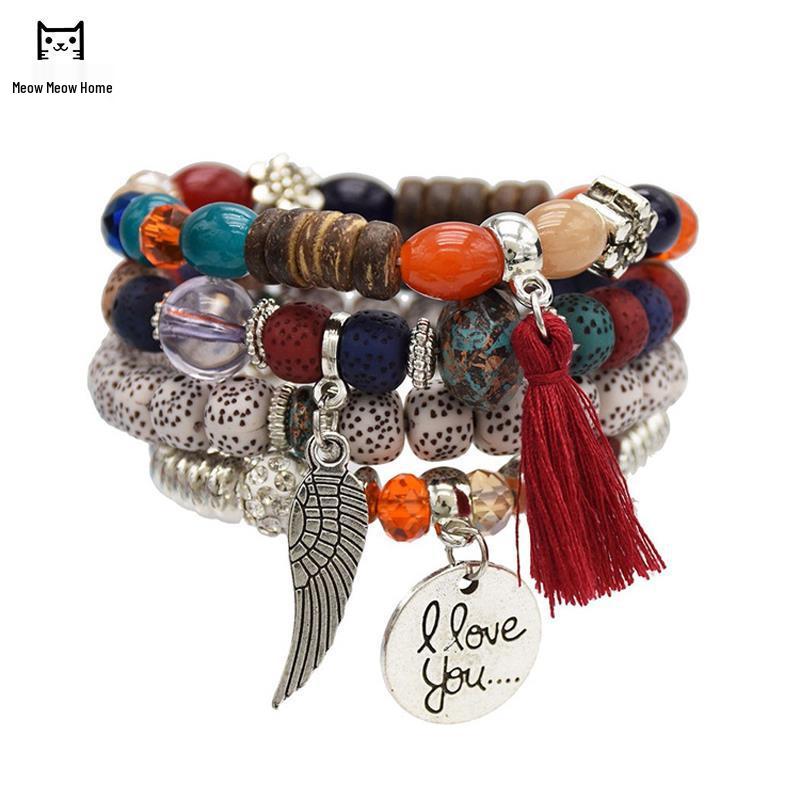 

Ethnic Style Tibetan Bracelet Set – Stackable Jewelry for Girls Outfits 1 cm
