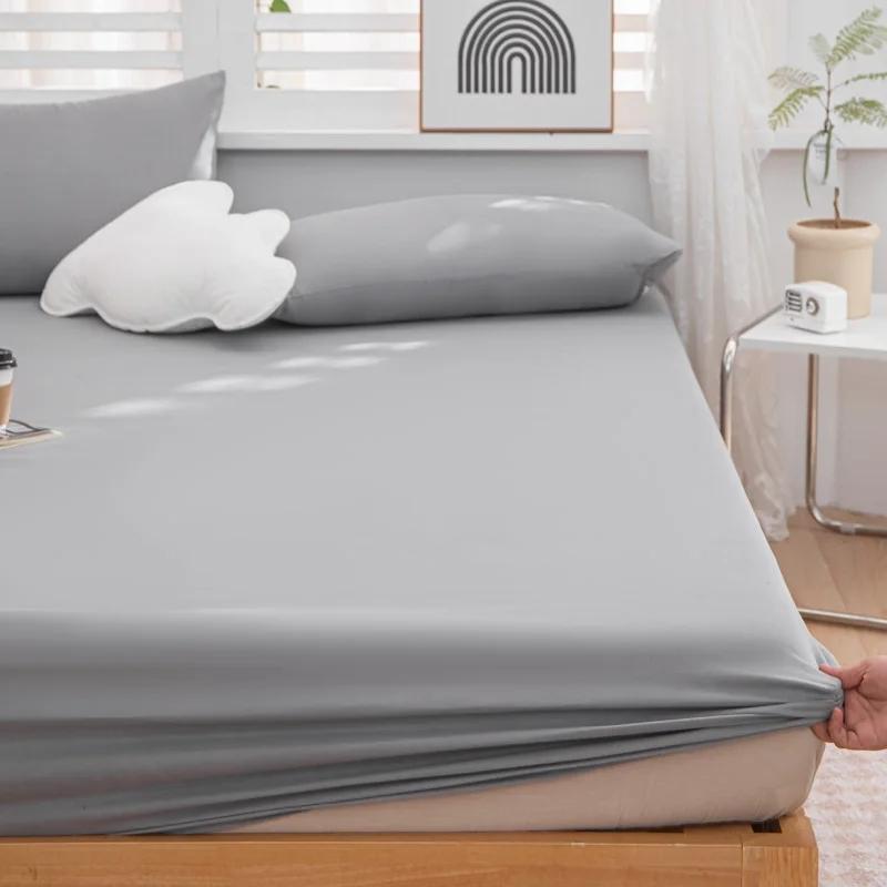 High Quality Solid Color Brushed Bed Sheet, Breathable Bed Cover, Skin Friendly Bedding, Fitted Sheet, No Pillowcases, Simmons Protective Cover