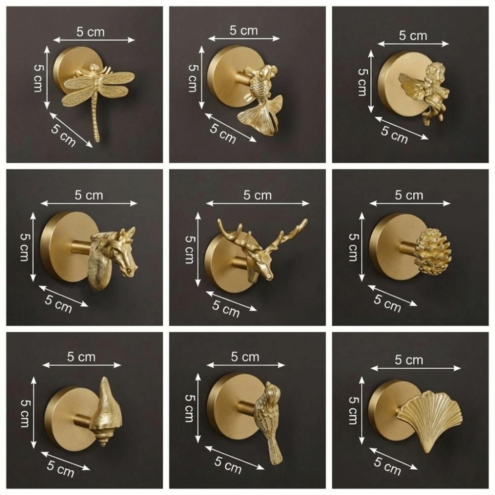 High-Quality Brass Brass Wall Hooks Durable Construction Wall Mounted Hangers Home Decoration