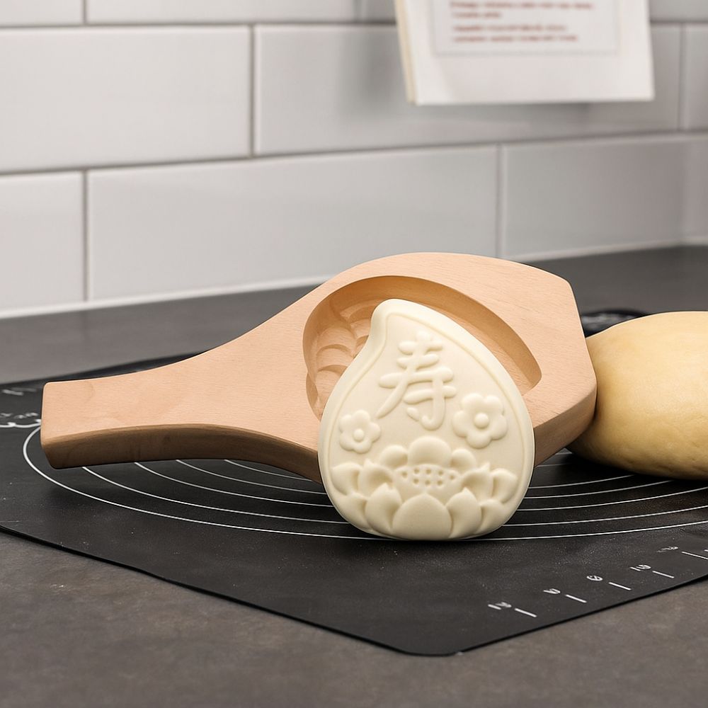 Carved Wood Baozi Mold 3D Steamed Stuffed Bun Tool Multifunctional Steamed Bread Mold  Kitchen