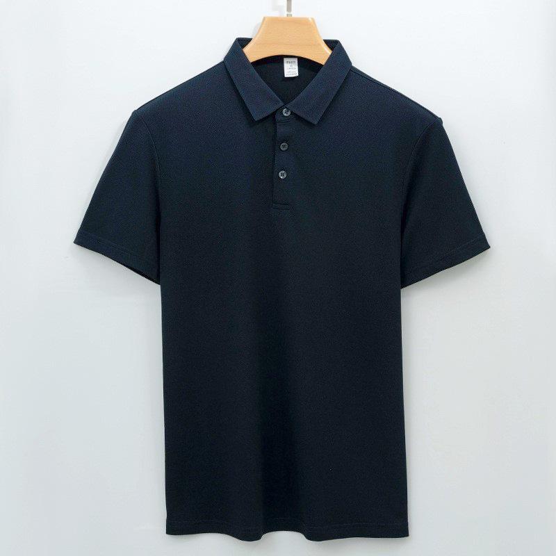 Outdoor Markless Neck T-shirt New Quick-drying Free Short-sleeved Rubber Pressing Shirt Collar Polo Shirt Men